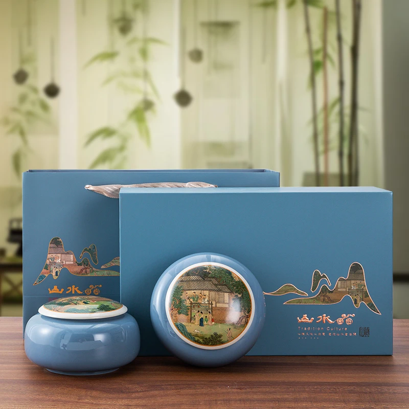 茉莉花茶新茶浓香型茉莉耐泡型花草茶陶瓷罐装礼盒装配手提袋