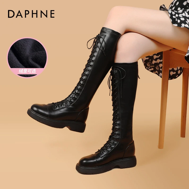 Daphne/达芙妮秋冬长靴子女百搭长筒靴女骑士靴新款显瘦靴加绒111