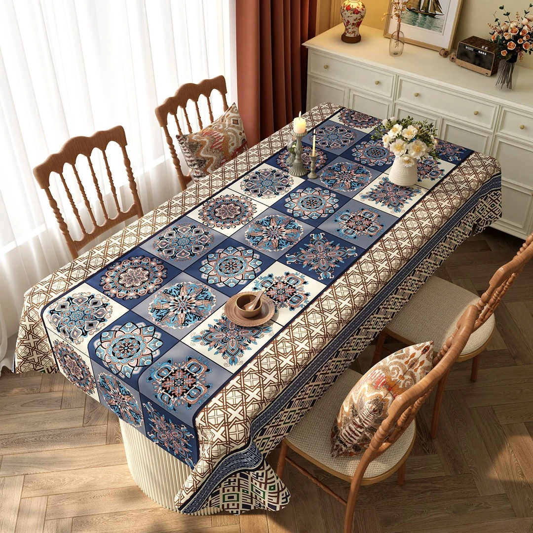 民族风餐桌布防水防油免洗防烫轻奢高级感长方形波西米亚餐桌台布