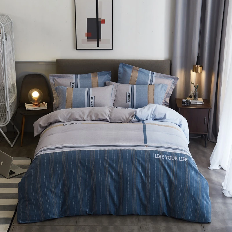 丽人凯新款100支新疆全棉简约四件套床上用品床单被罩床品斜纹