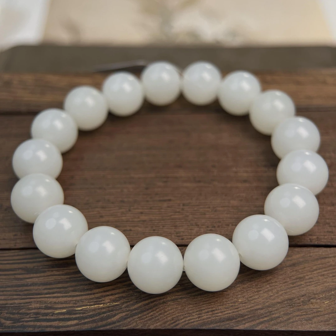 天然老坑新疆羊脂白玉手串玉石圆珠羊脂白玉羊脂玉手串和田玉手串