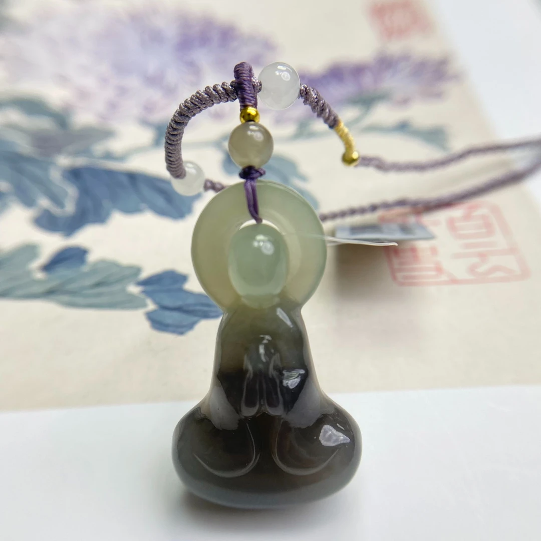 新疆天然正宗和田玉烟紫无相佛古风时尚百搭气质俏色佛公吊坠