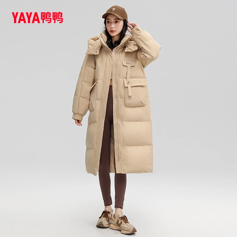 鸭鸭羽绒服女长款连帽时尚百搭冬季新款保暖外套女YE3B607671A