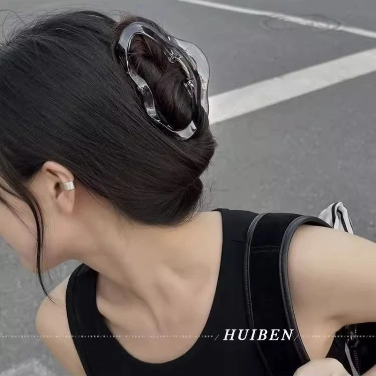 极简设计感云朵冰透高级感茶咖色透灰色大号抓夹气质百搭简约盘发