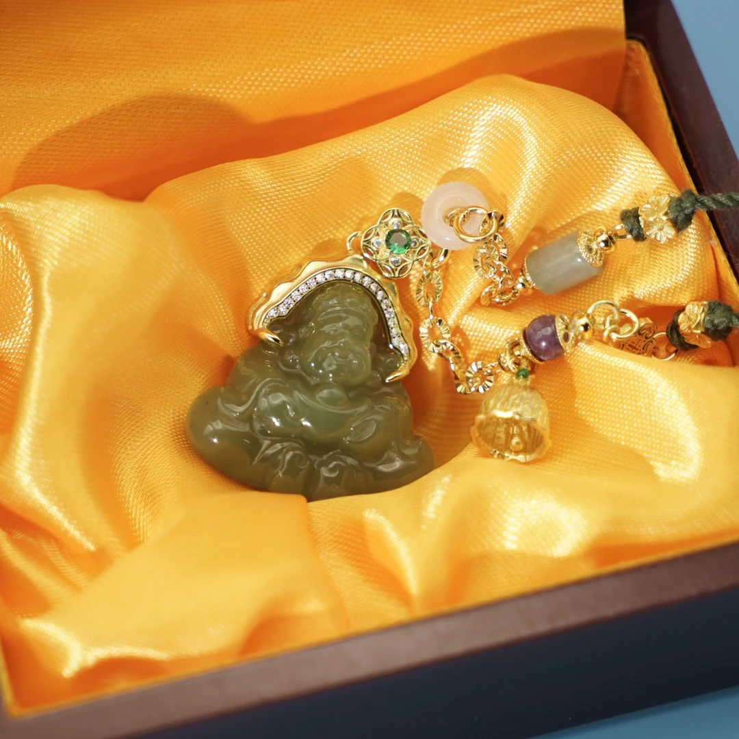 坠链均925银 【寸六十】青黄财神吊坠 时尚挂坠精美轻奢