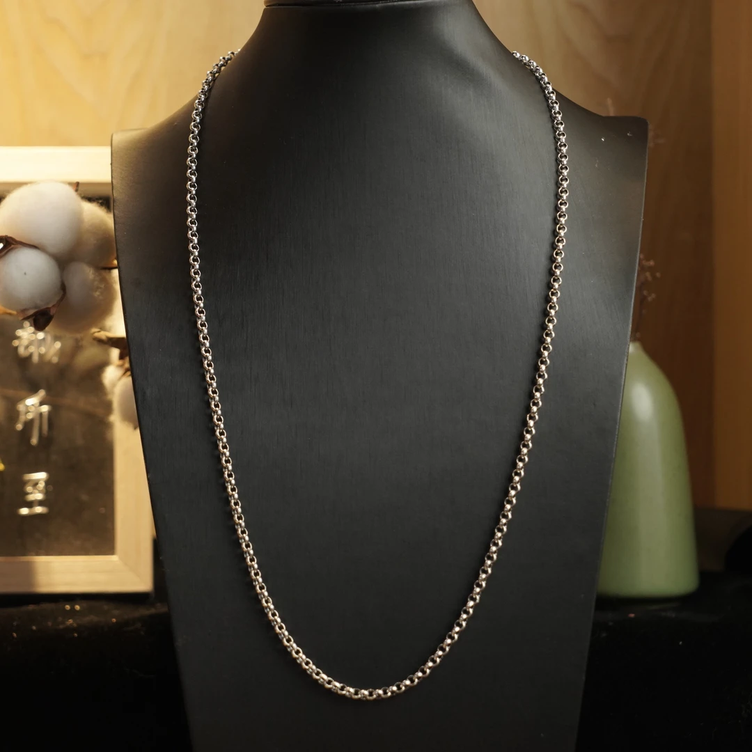 链子925银 【寸六十】光珠形单链 简约银色无坠素链