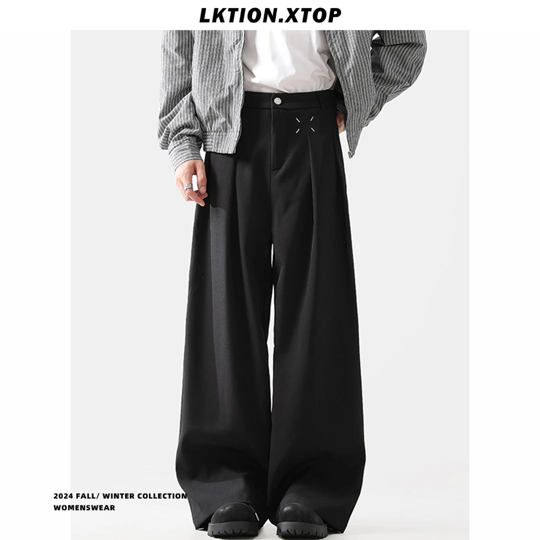 LK正品 美式高级感打褶简约潮流西裤街头百搭cleanfit垂感阔腿裤