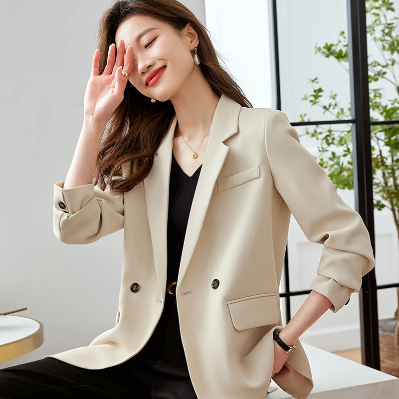 【QY875】宽松百搭显瘦西装时尚长袖纯色休闲中长款气质女神西服