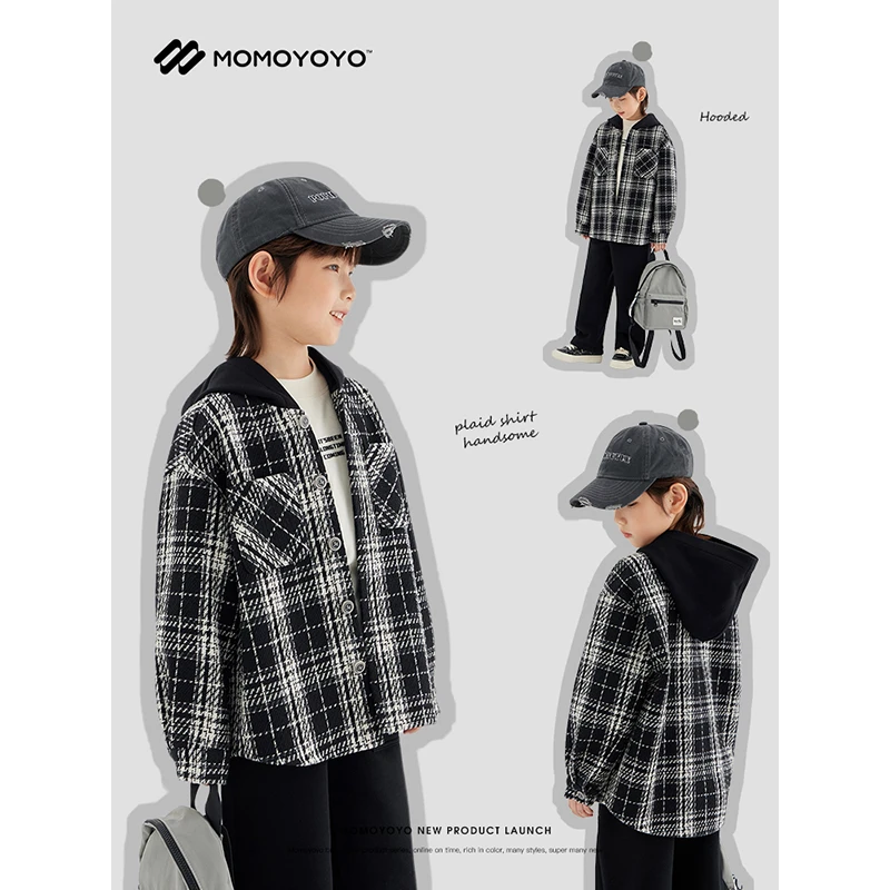 辰辰妈【黑金小香】男童秋冬小香连帽外套6993D