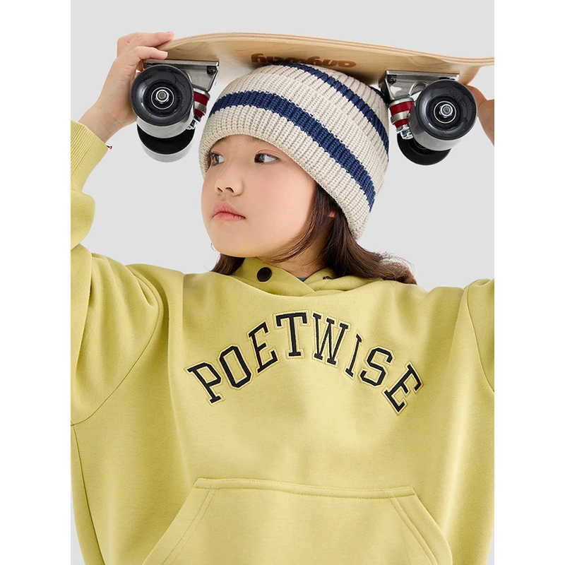 辰辰妈【重新定义】加绒字母贴布绣中性连帽卫衣 6484D