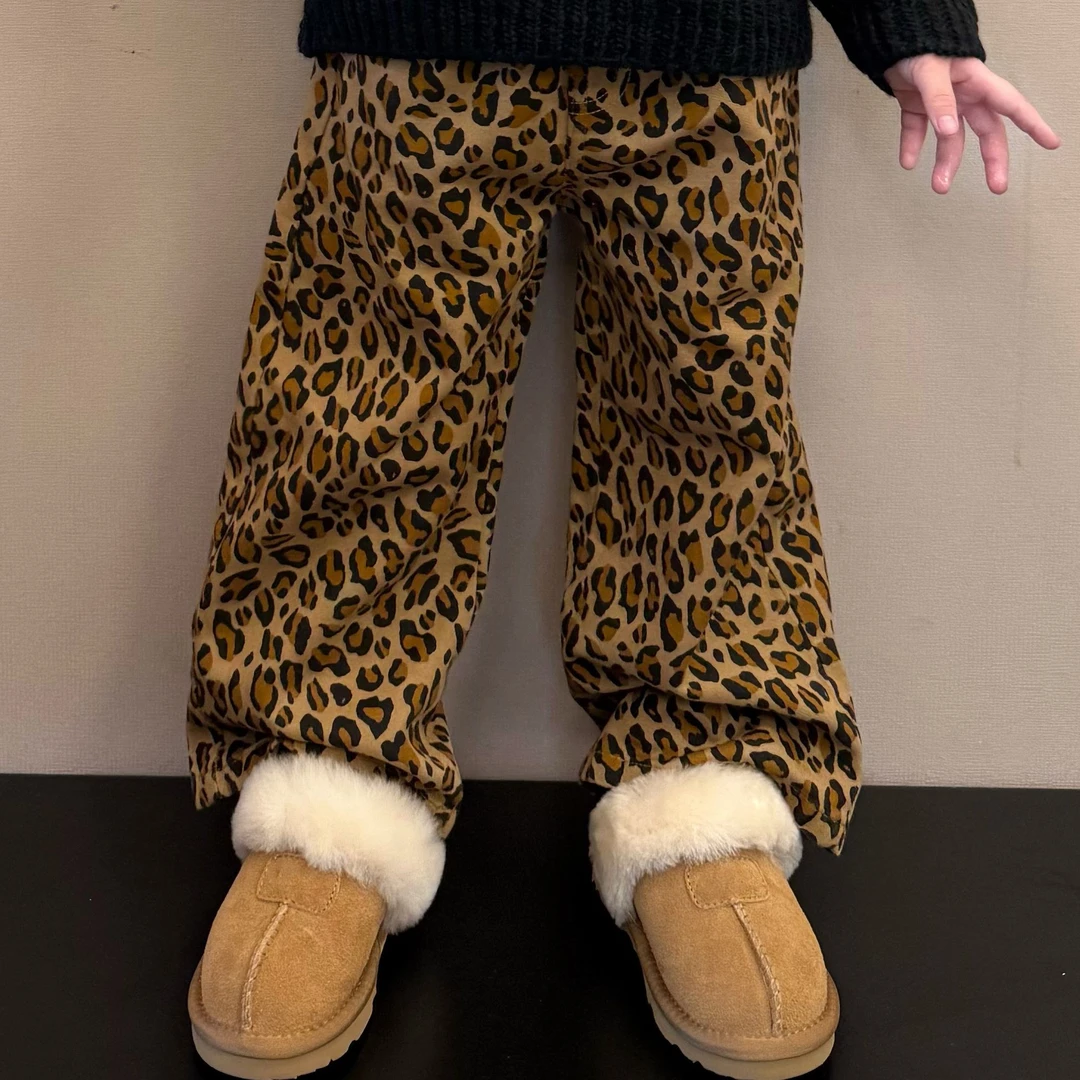 大金定制儿童秋冬新款休闲裤韩系风豹纹街头风潮酷宝宝休闲裤