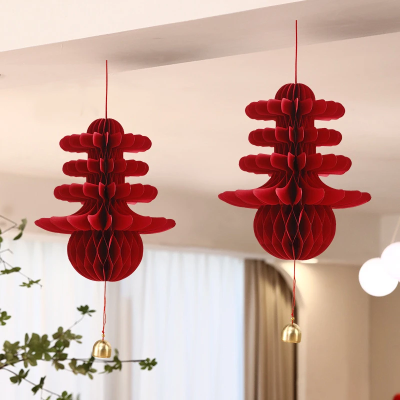 2025蛇年新年装饰挂件春字铃铛过年春节门口装饰春挂饰一对2个装