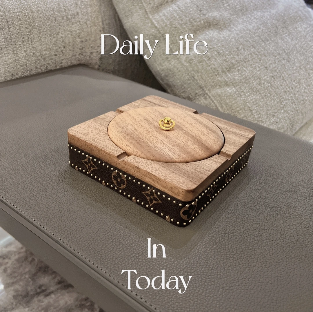 胡桃木实木高端定制烟灰缸样板间售楼处摆件家用商务用烟灰缸