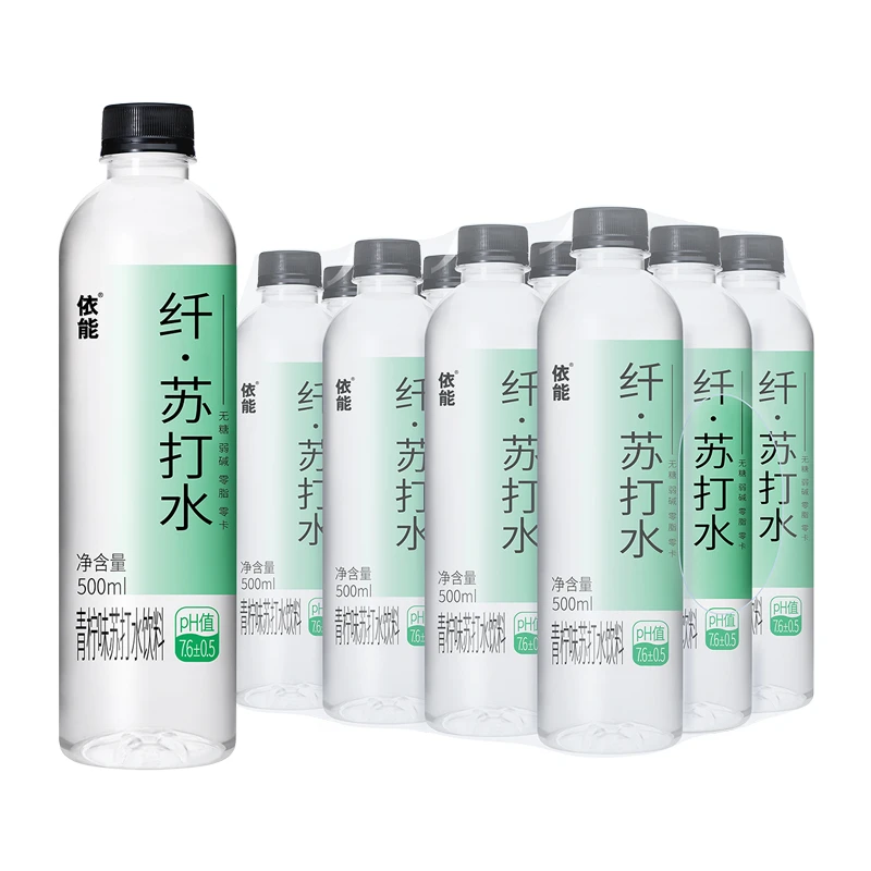 依/能锌强化苏打水饮料无糖无汽0卡0脂500ml*12瓶碱性苏打水清爽