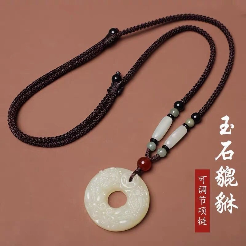 非金属项链 天然白如意貔貅吊坠平安幸福七夕礼物平安扣女坠项链