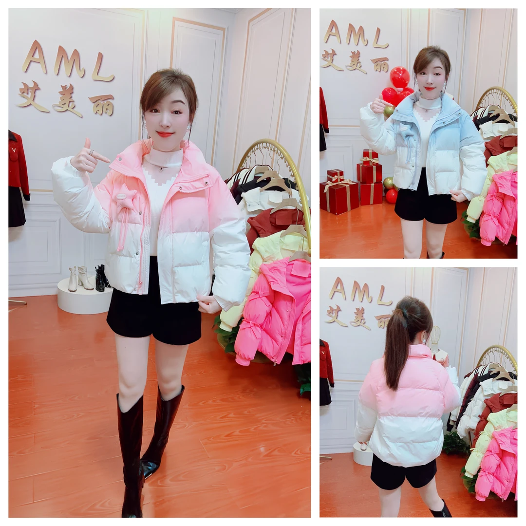 ANL3 渐变色时尚减龄五角星磁吸挂饰2024新款保暖百搭羽绒服外套