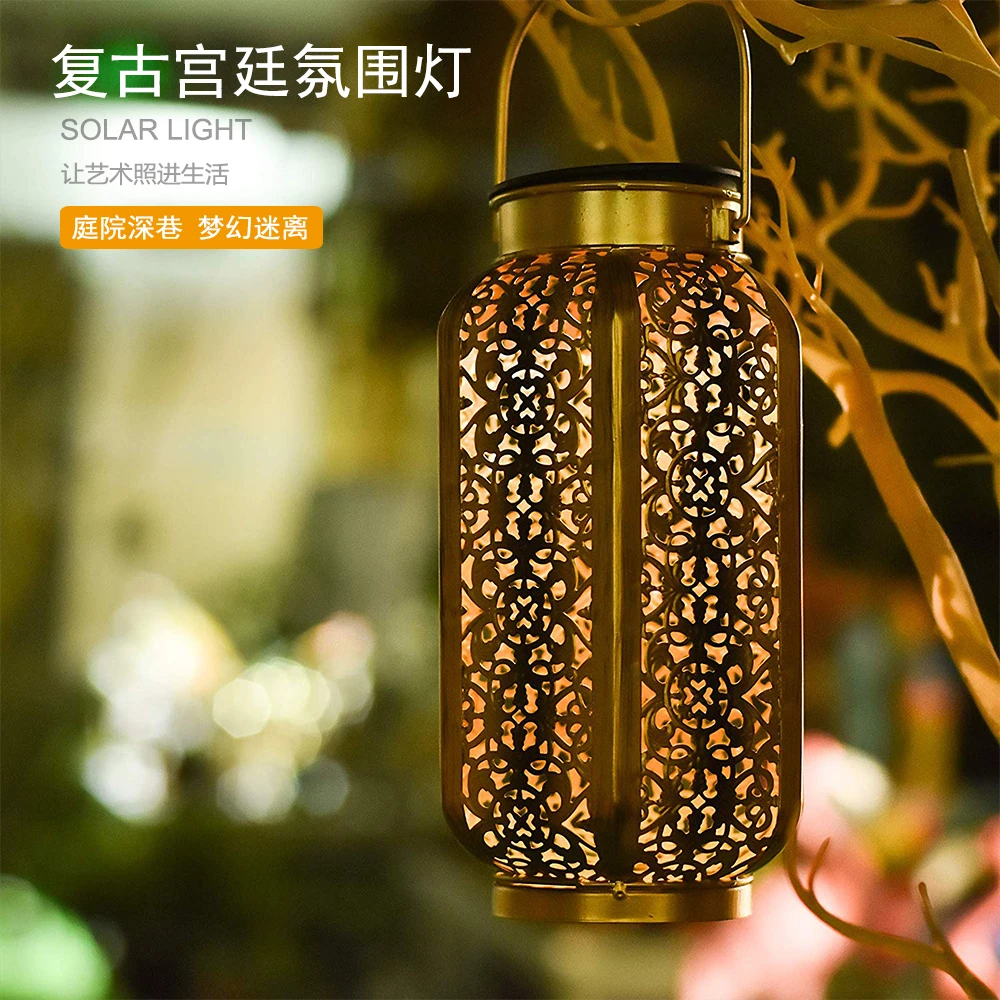 【铜色镂空灯】太阳能复古宫廷镂空中式庭院景观别墅民宿客栈智能灯