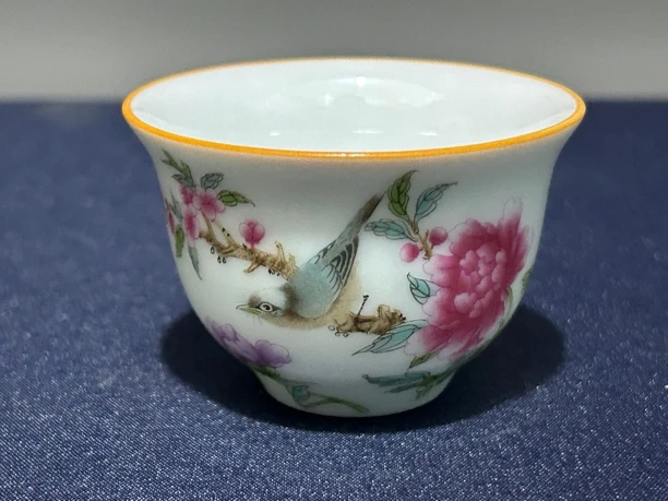 陶瓷粉彩花鸟图主人杯茶具茶杯