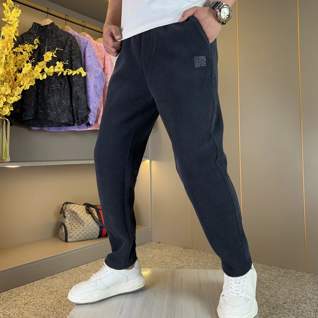 25年简约风初秋季博奥绒男裤潮流束脚直筒裤男士休闲裤 AD003