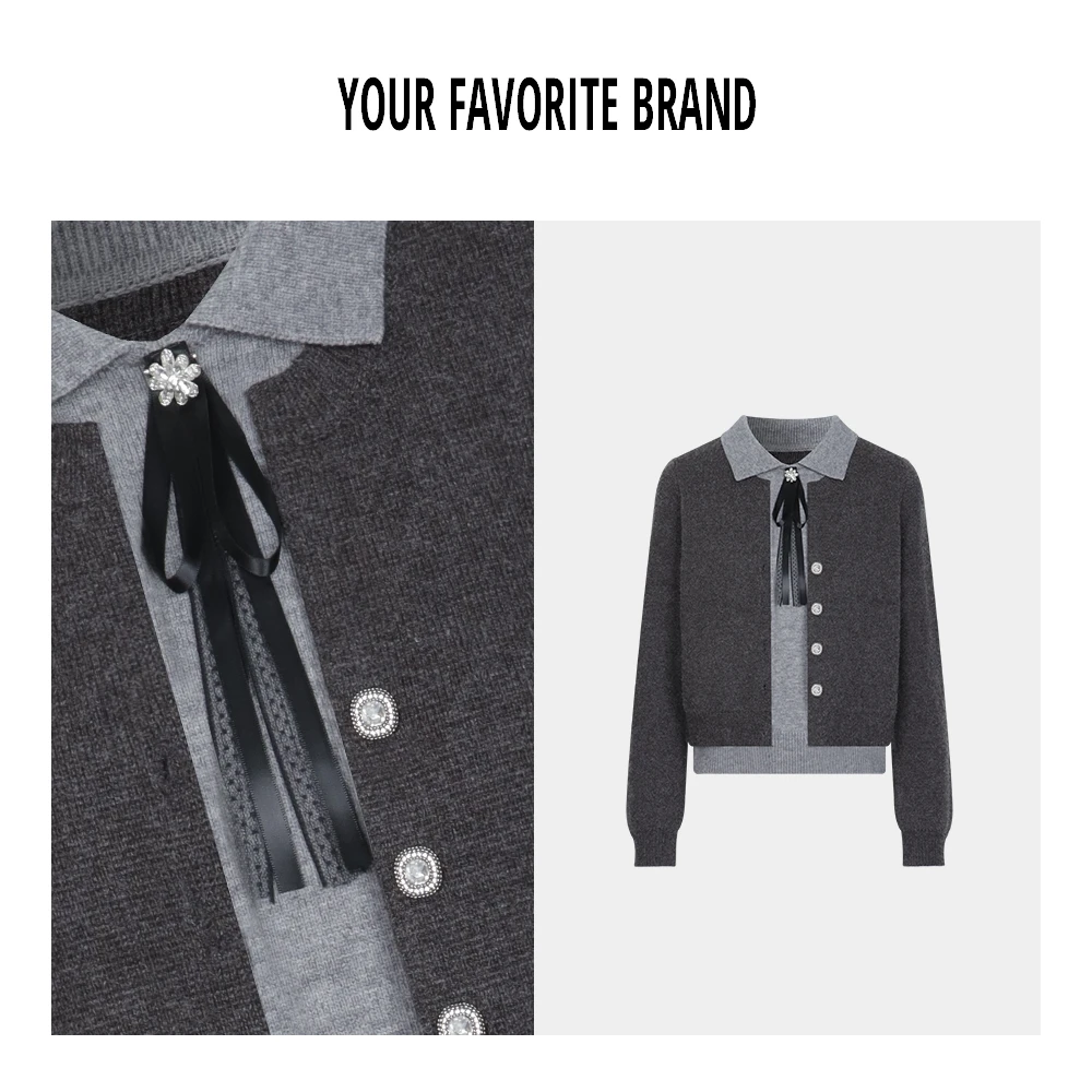 【格蕾腔调】新款上新时尚显瘦高级灰假两件针织上衣B2D820011