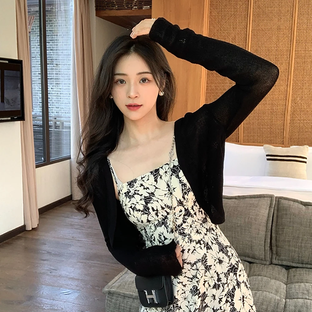 丁润防晒开衫外搭罩衫上衣女夏季百搭小坎肩镂圆角披肩薄款针织衫