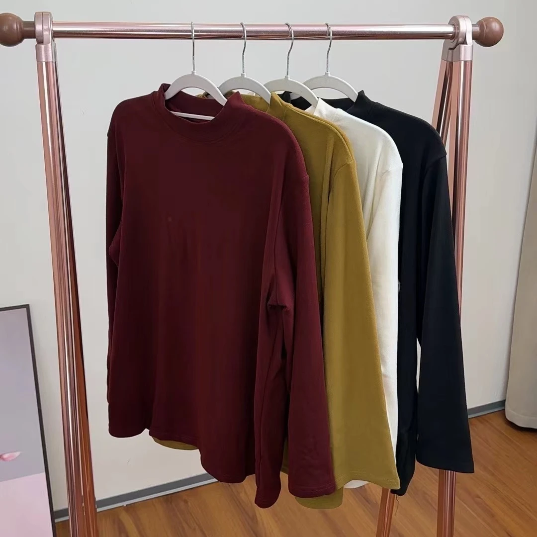 春季大码宽松舒适保暖百搭半高领打底衫