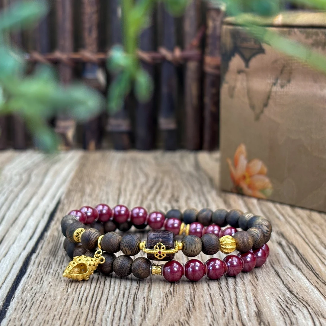 含辰砂工艺品【晟伊】A838朱砂木火相生配比多圈