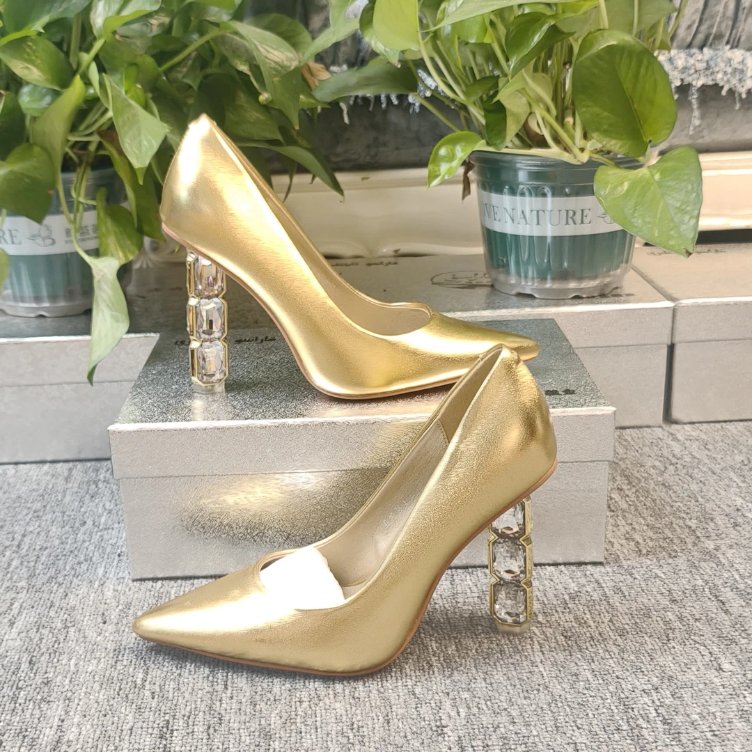 尖头性感时尚金色银色水晶高跟鞋婚鞋伴娘新娘鞋新款女鞋网红款