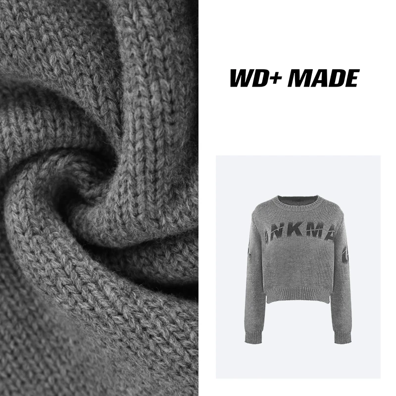 欧货小众时尚百搭重磅长袖高级休闲显瘦上衣字母设计感毛衣