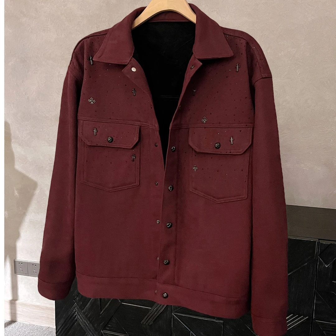 烫钻春秋百搭宽松休闲暗黑风夹克工装牛仔男装潮流满天星加厚