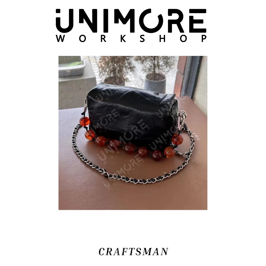 【卷毛定制】新中式手抓纹盒子斜跨包 3020-UNIMOREWORK SHOP