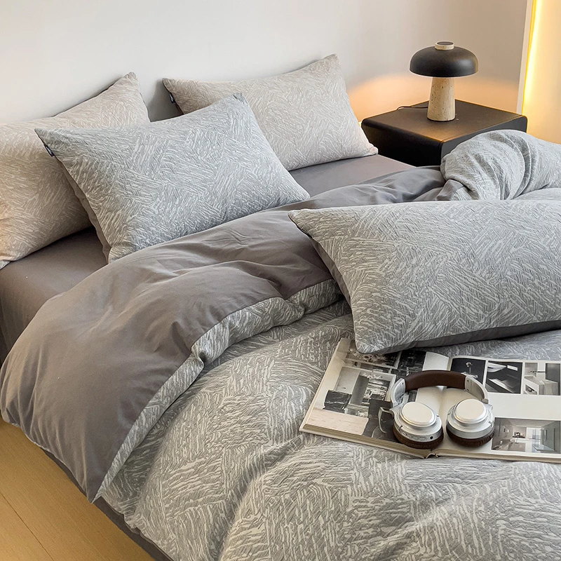 A类全棉纯棉磨毛三层纱亲肤提花四件套加厚加密保暖轻奢床品套件