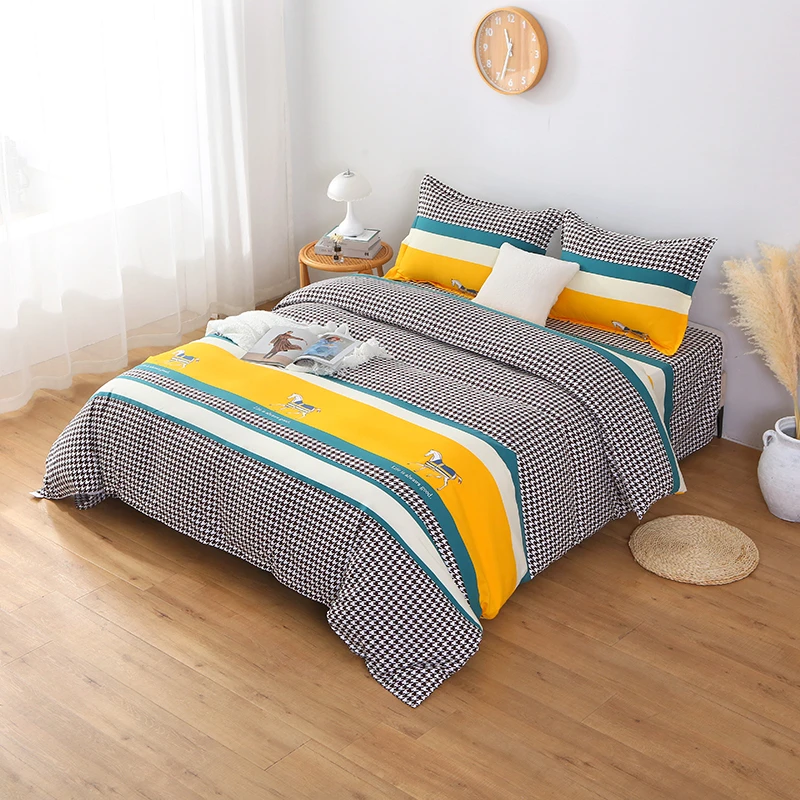 加厚亲肤棉四件套柔软不起球不掉色单双人简约四件套四季通用