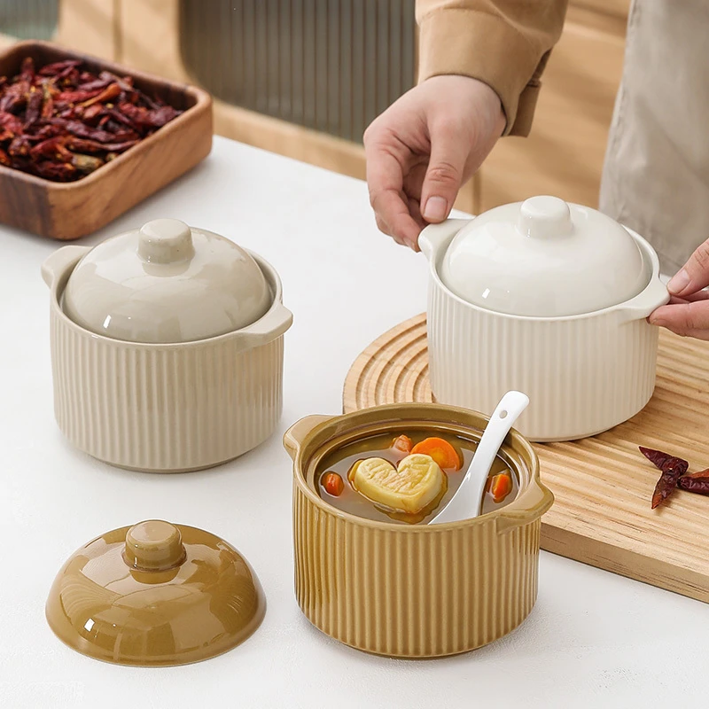 瓦罐煨汤坛子家用煲汤燕窝商用小炖罐老式陶瓷一人份隔水炖盅蒸盅