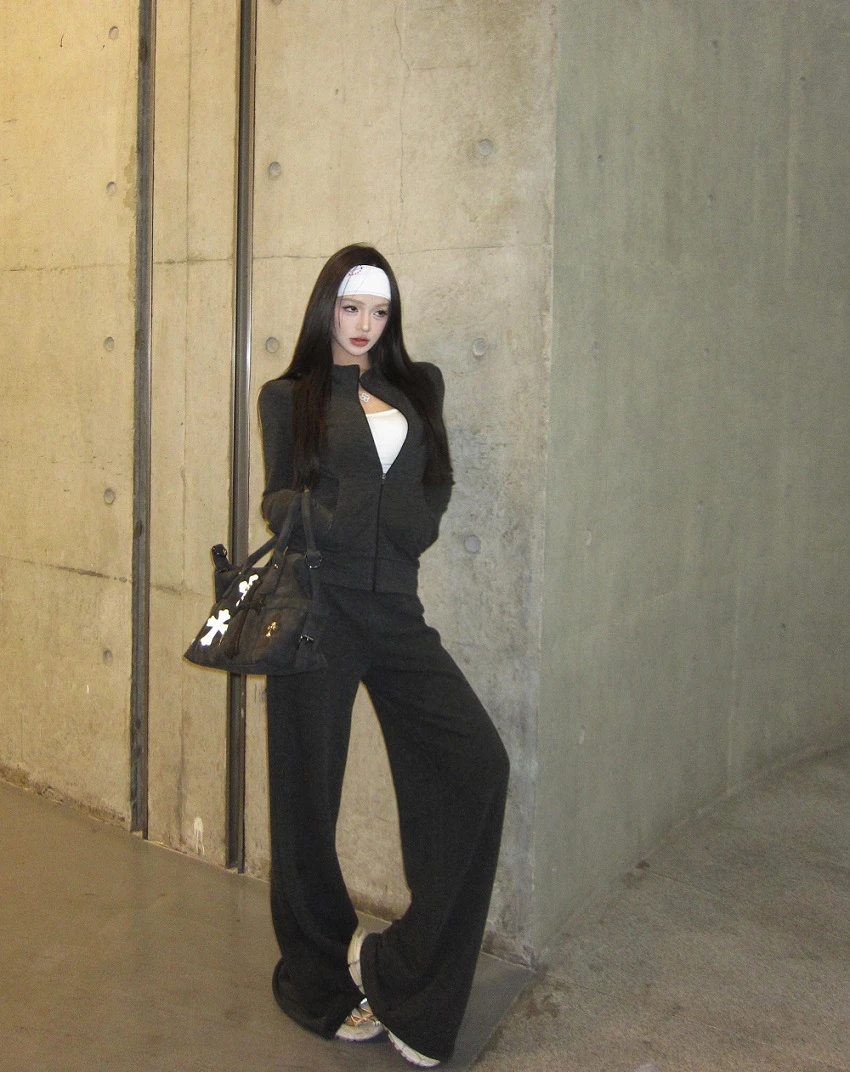 高级感韩系气质时尚针织套装女2024年秋冬新款修身显瘦穿搭一整套