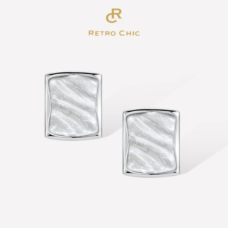 铜合金耳饰 RC RETRO CHIC 意大利复古时尚首饰 银色波光耳环