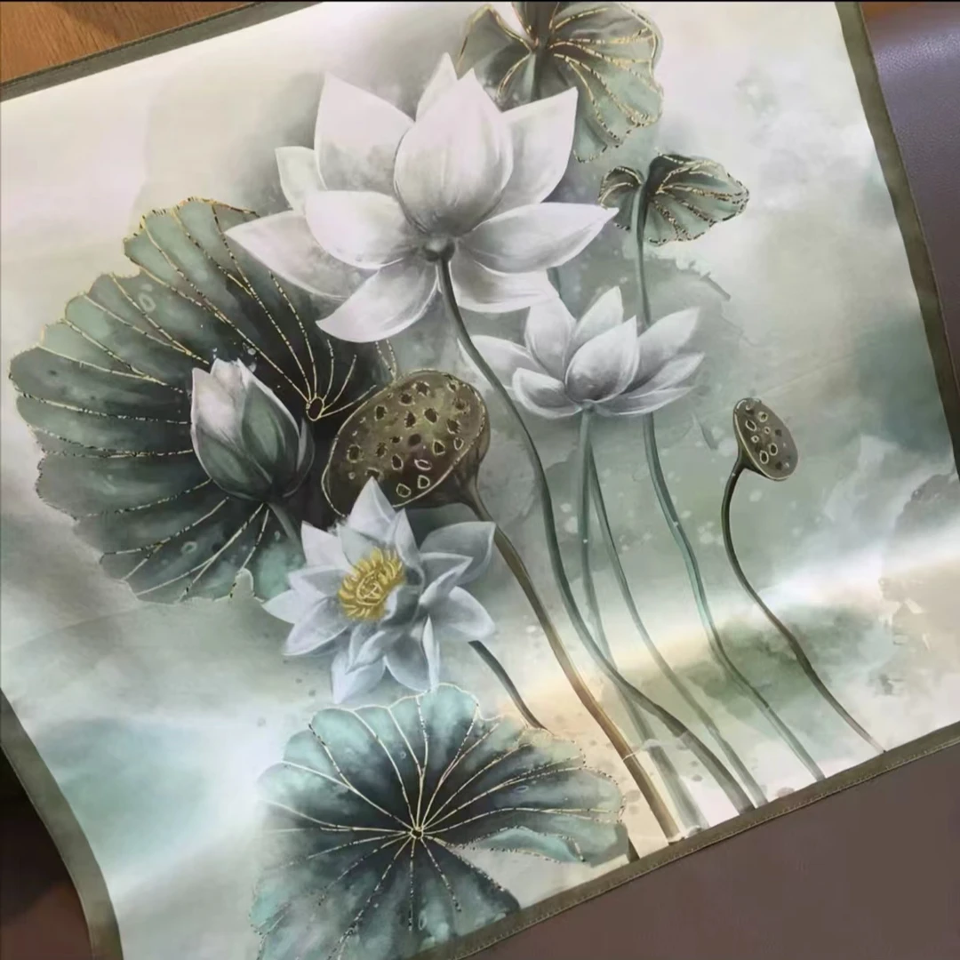 Z003 出水芙蓉 一百桑蚕丝方巾假一赔十68x68 百搭围巾丝巾披肩 Z