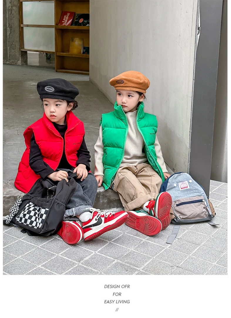 KKY-1829字母立领洋气外穿马甲保暖轻薄冬季连帽儿童【源头好物】
