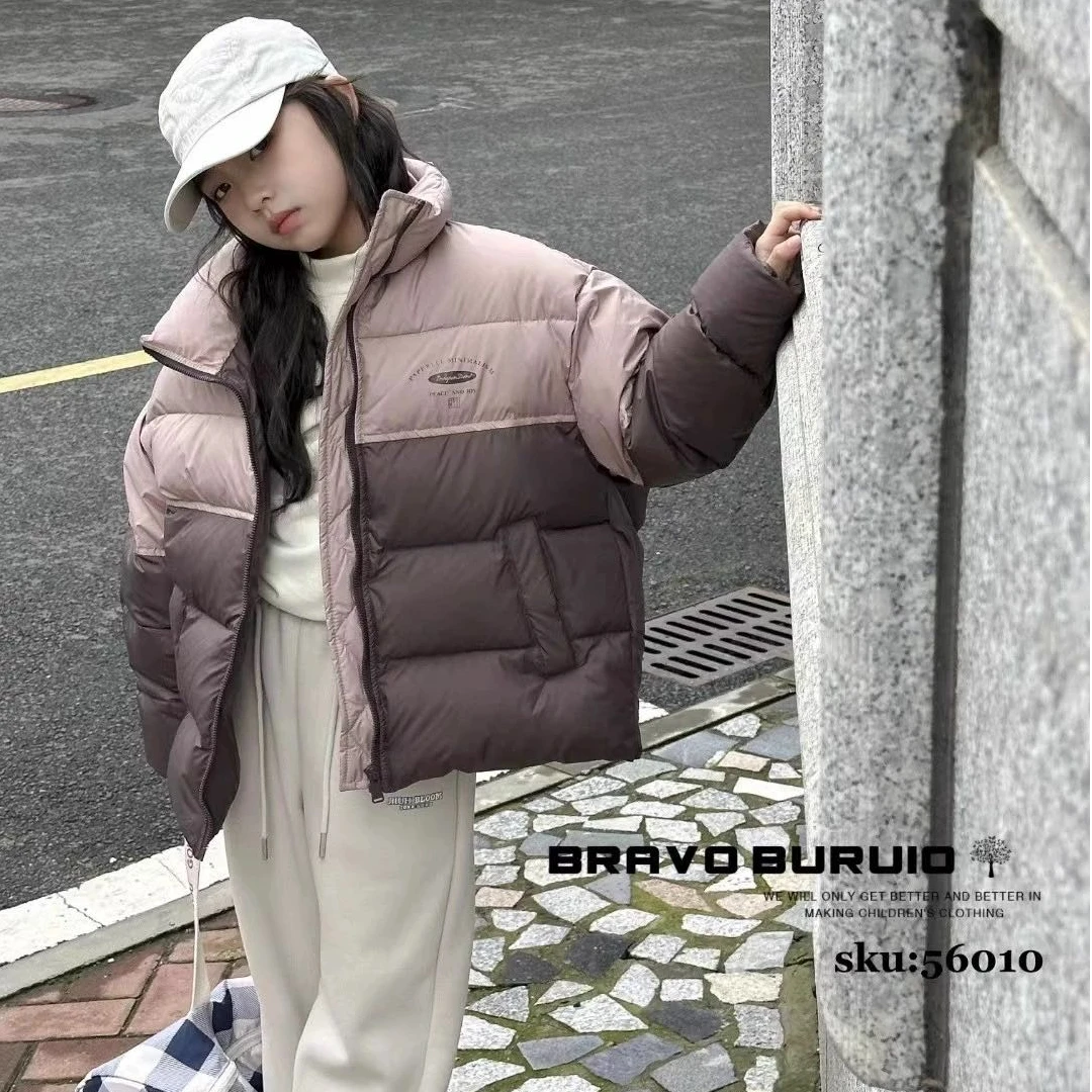 【木木屋】1827新款秋冬高街潮酷儿童拼接立领棉服