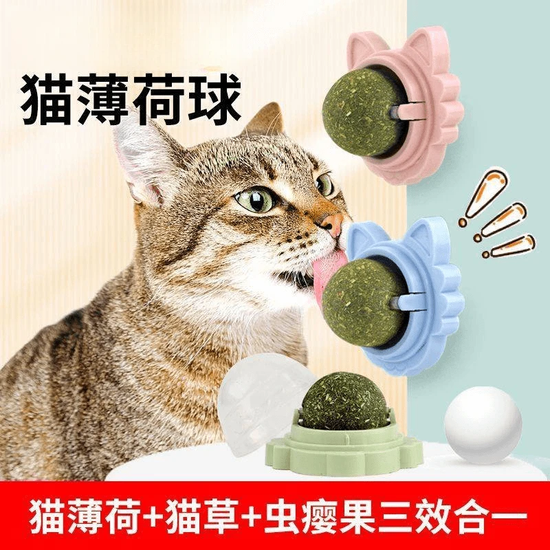 逗猫薄荷球猫玩具解闷虫瘿草球大全磨牙贴墙神器洁齿食欲使用C402