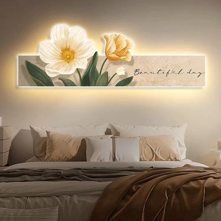 【雅韵万家】3D立体LED灯装饰画现代客厅餐厅花卉挂画卧室床头壁画