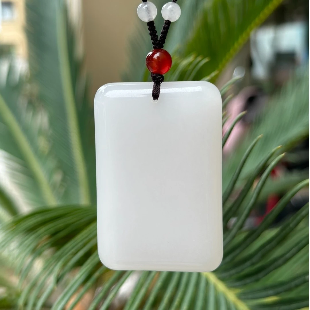 平安无事牌新疆天然玉石吊坠男款女款/带证书送礼盒石英质玉