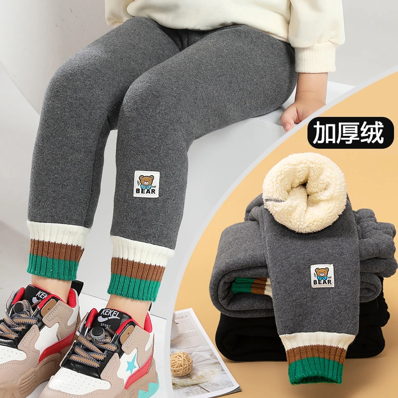 儿童打底裤秋冬款加绒冬季一体绒外穿加厚绒中小童装女童裤子棉裤