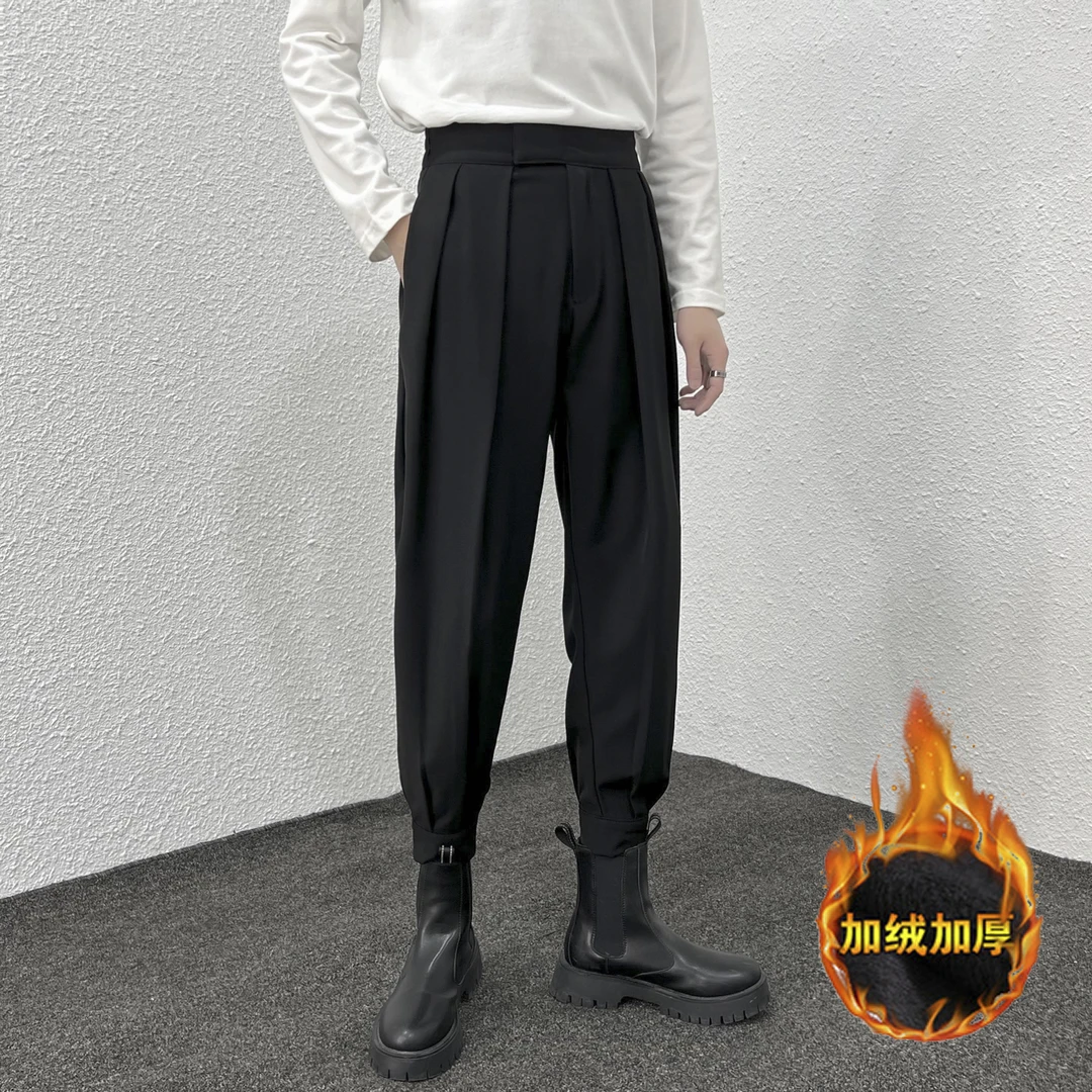 潮男前线高品质爆款垂感抗皱百搭宽松魔术贴束脚裤潮流痞帅休闲裤