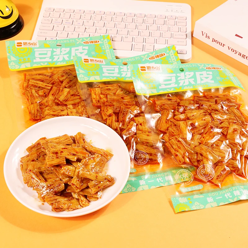 思乡山豆浆皮麻辣零食香辣豆腐皮豆皮条片湖南特产小吃开袋传统