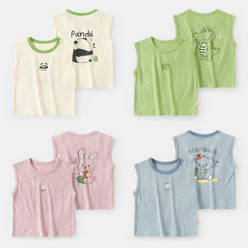 【现货】婴儿衣服休闲竹节棉背心无袖T恤夏装儿童宝宝上衣夏季Y8853