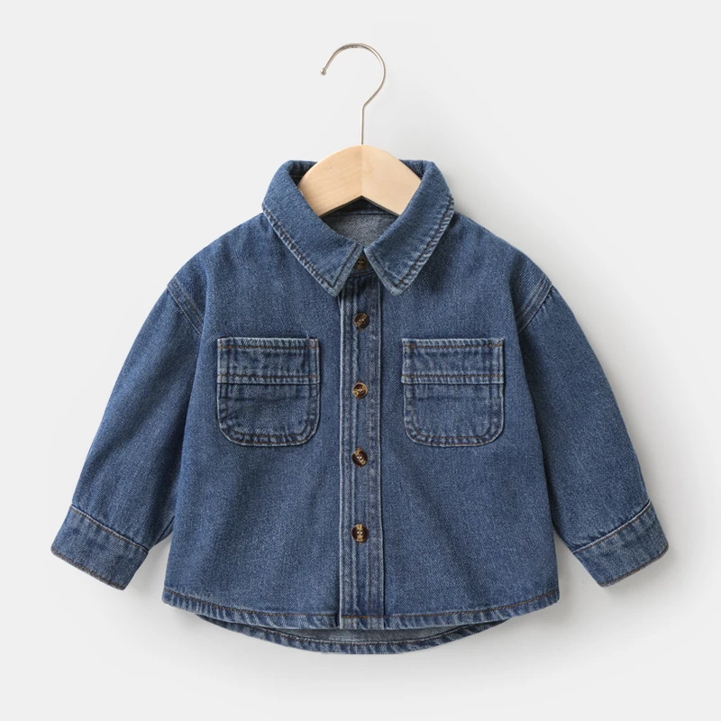【现货】婴儿衣服长袖牛仔衬衫秋装春秋衬衣男童女宝宝儿童Y8181