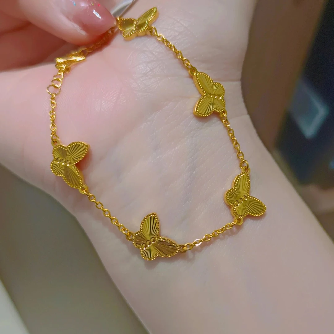 铜合金手链 时尚蝴蝶手链金色饰品百搭精致女款轻奢精美简约