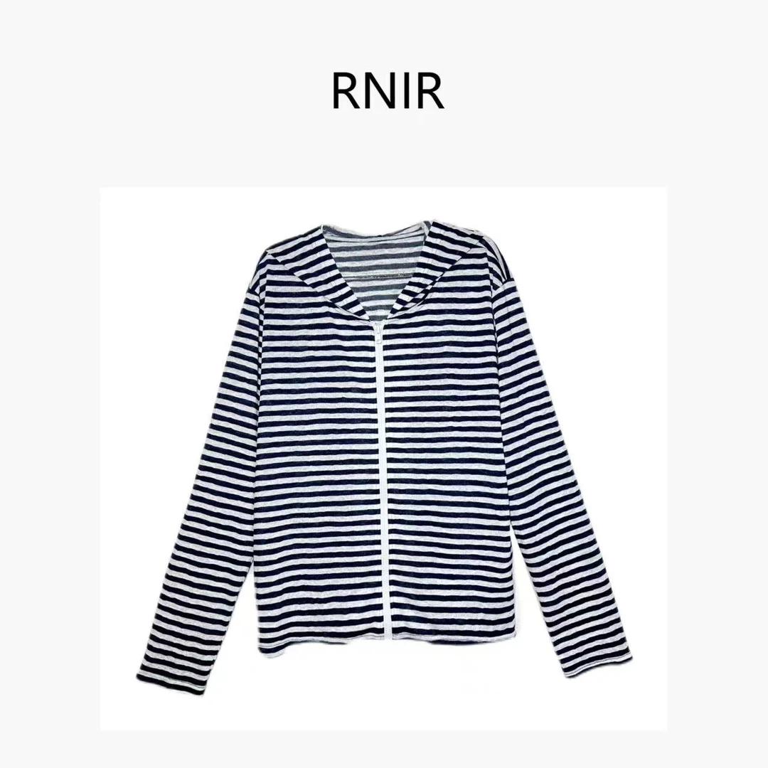 【简约条纹】长袖早秋时尚休闲舒适开衫百搭RR-T501