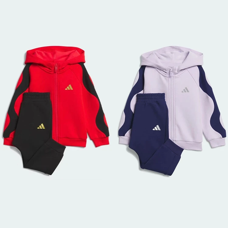 adidas阿迪达斯儿童新年款舒适衣休闲长袖夹克套装 JM5833、JM5834
